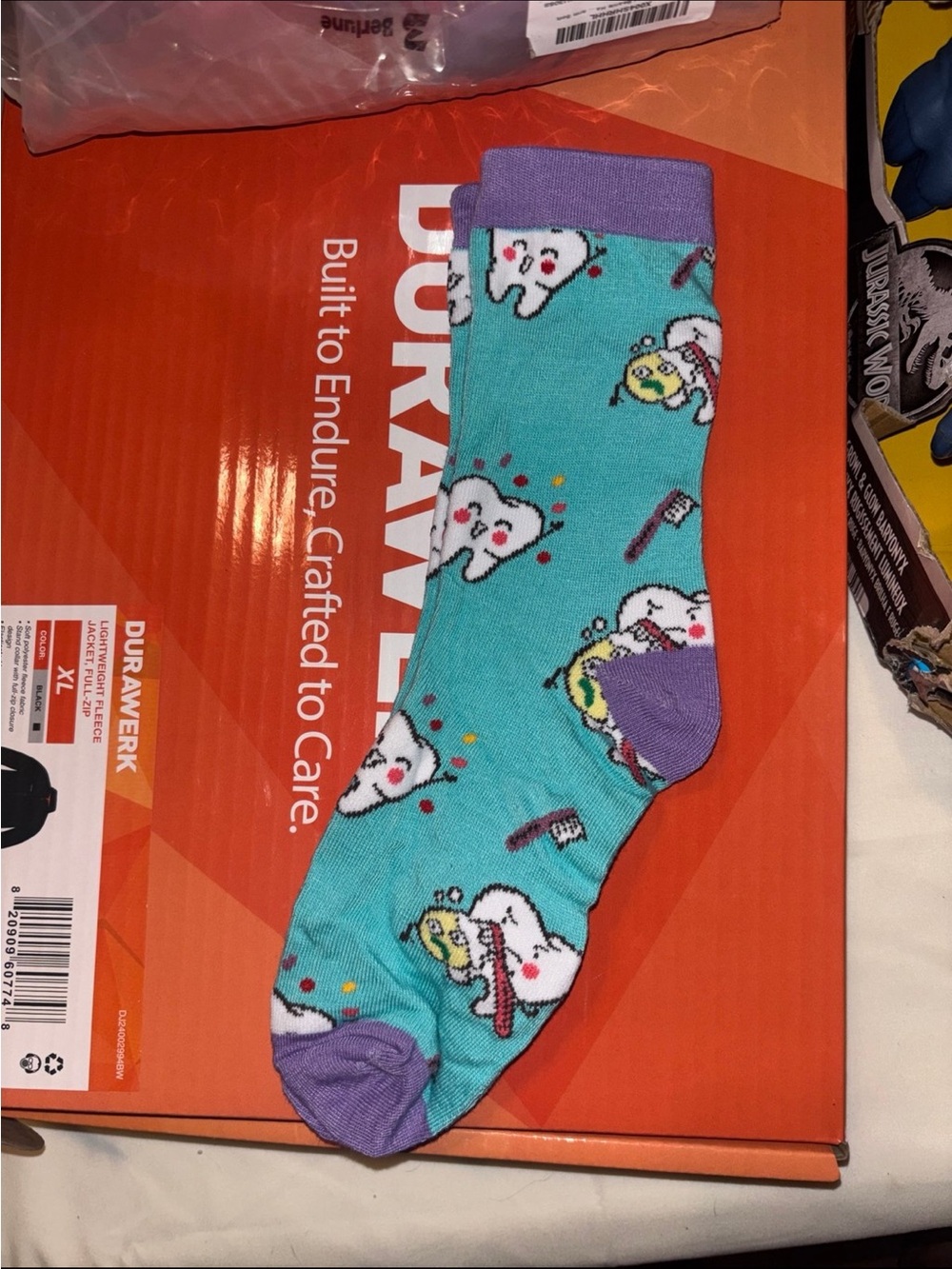 Women  Novelty Toothprint Crew Socks - Teal & Purple